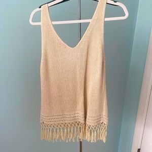 Lilly Pulitzer long gold fringe shirt size small